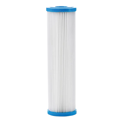 5-micron pleated sediment filter for removing dirt, rust, and debris from whole house water systems