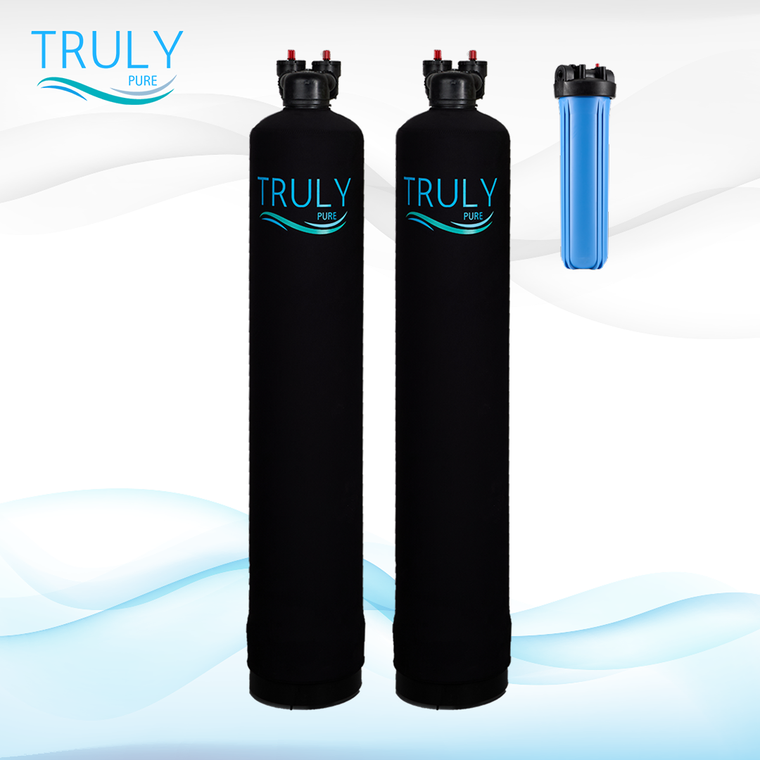 Truly Salt Free Combo system with salt-free scale conditioner, catalytic carbon filter, and sediment pre-filter for chemical, scale, and debris removal