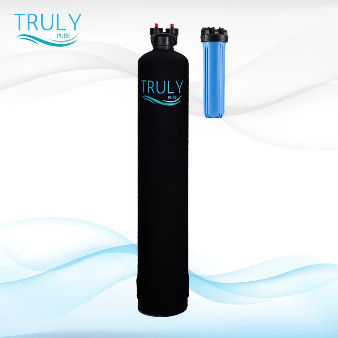 Truly Salt Free water conditioner with scale reduction media tank and chlorine carbon filter for salt-free softening and cleaner, better tasting water