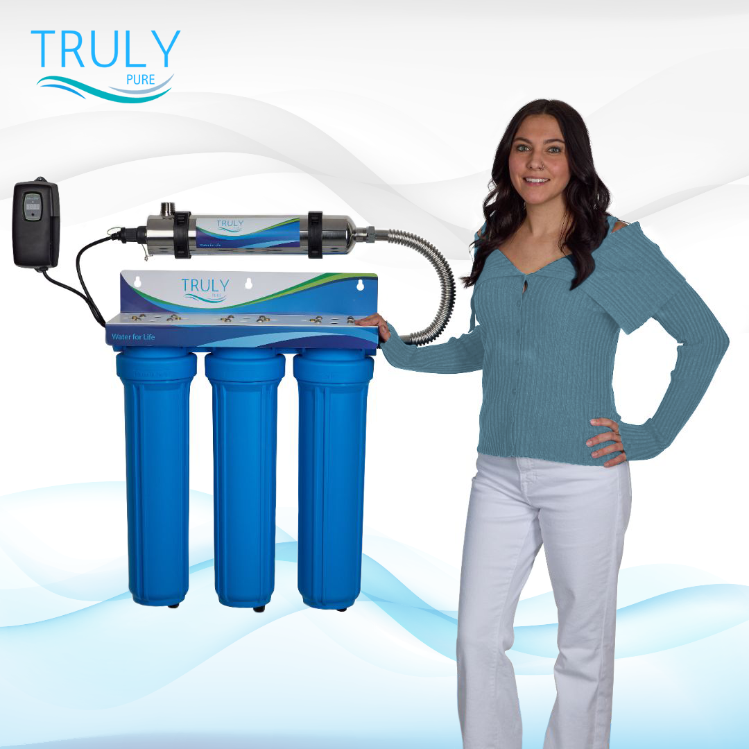 Pure 300 Ultra whole house system with chlorine, scale, and PFAS filters plus UV light for complete water disinfection
